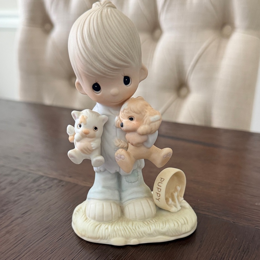 Precious Moments Cream and Beige Puppy Figurine